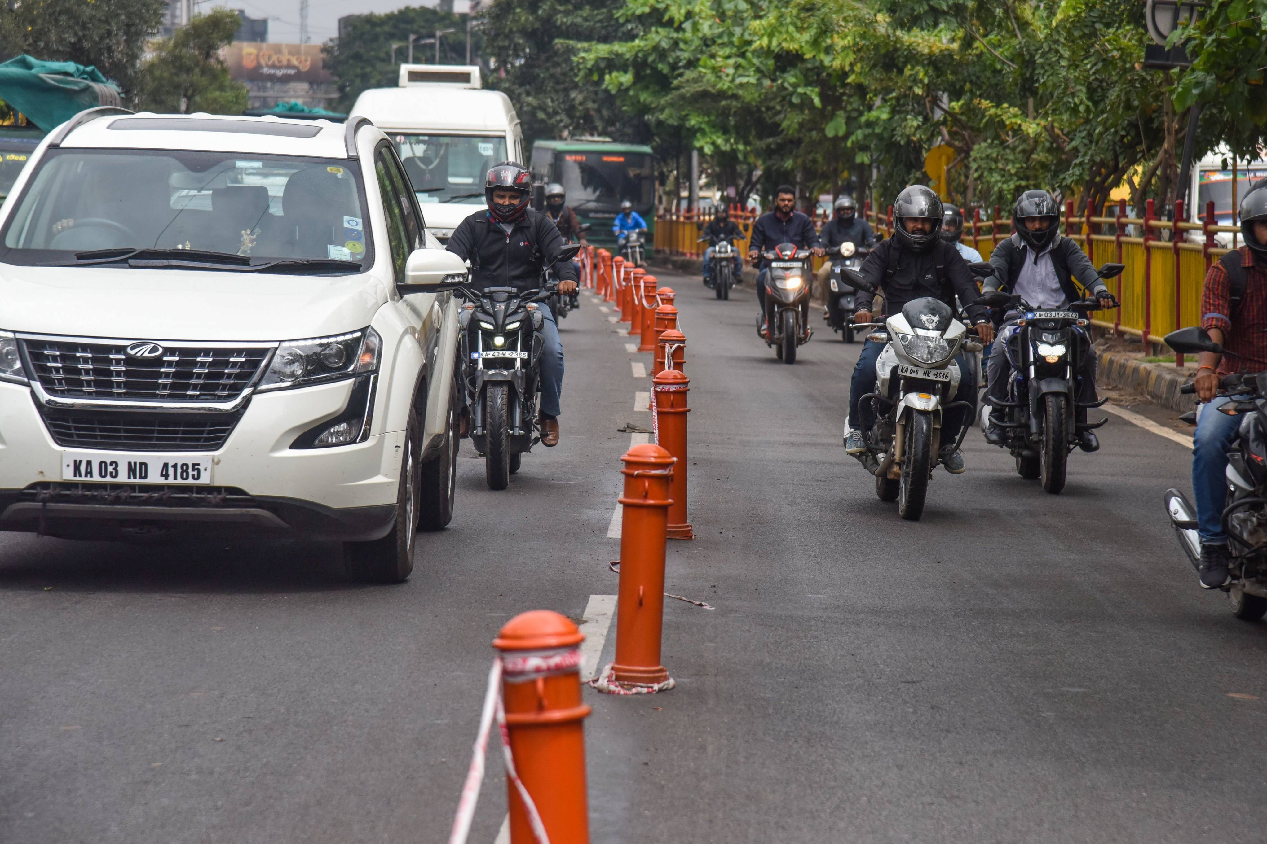 What really happens in bus lanes is this, especially when people lack discipline. (DH Photo/S K Dinesh)