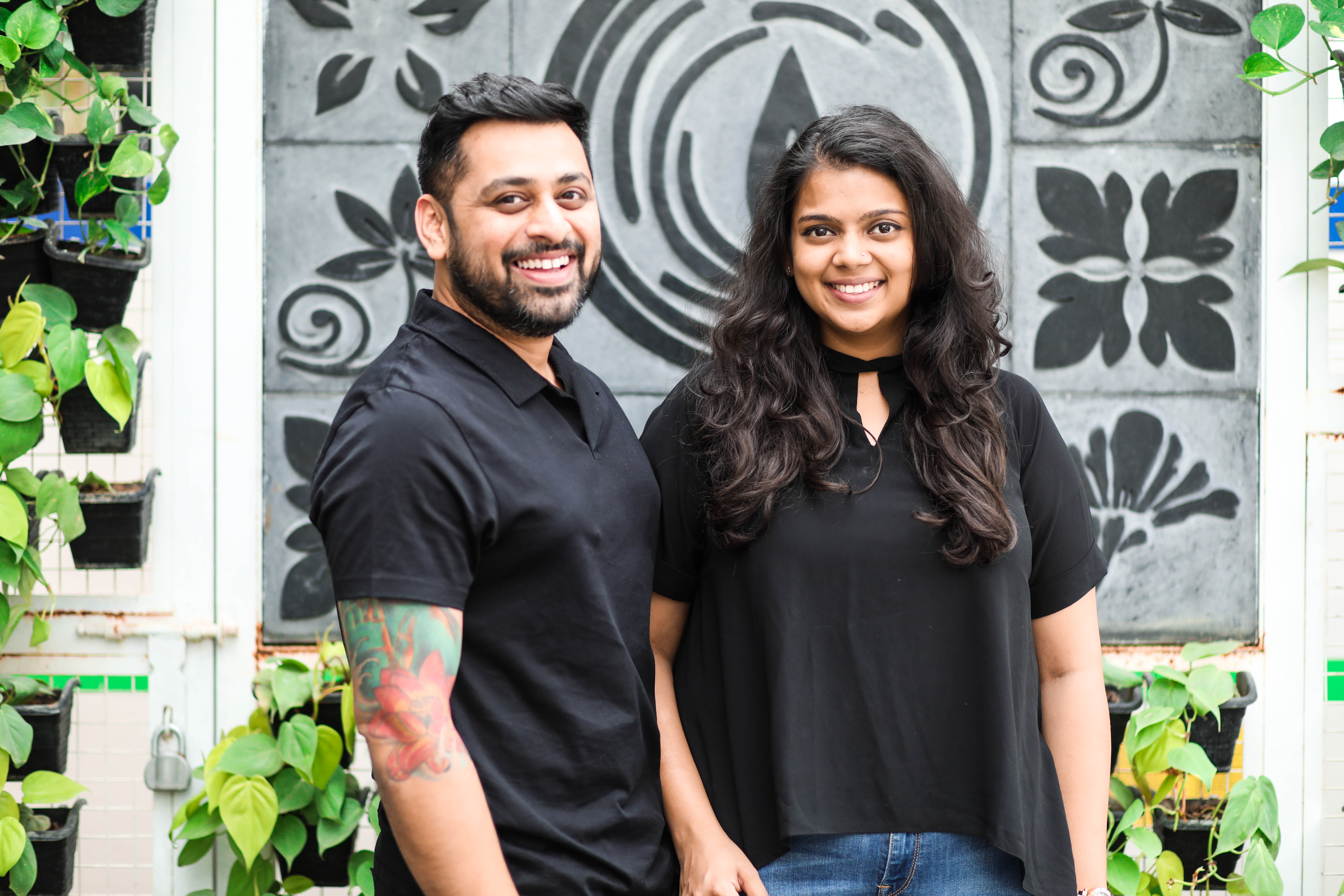Entrepreneur Pallavi Gupta with her partner Arjun.