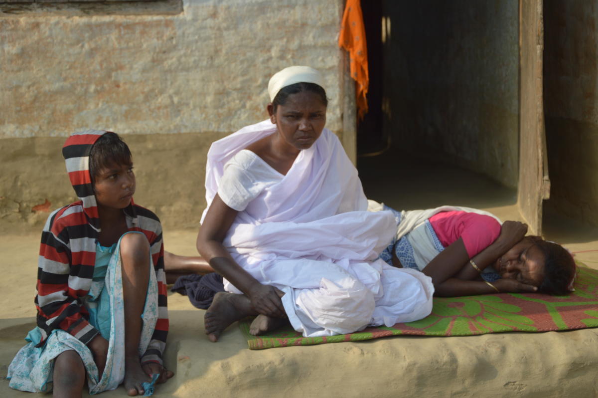 Bison Rajput, a tea garden worker, who became a widow after his husband died after consuming toxic country liquor on February 22, in Halmira tea estate in Golaghat district.