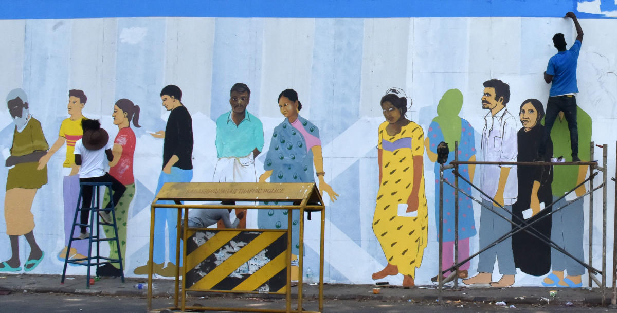 The poll mural painted on the same wall on April 7. DH PHOTO/JANARDHAN B K