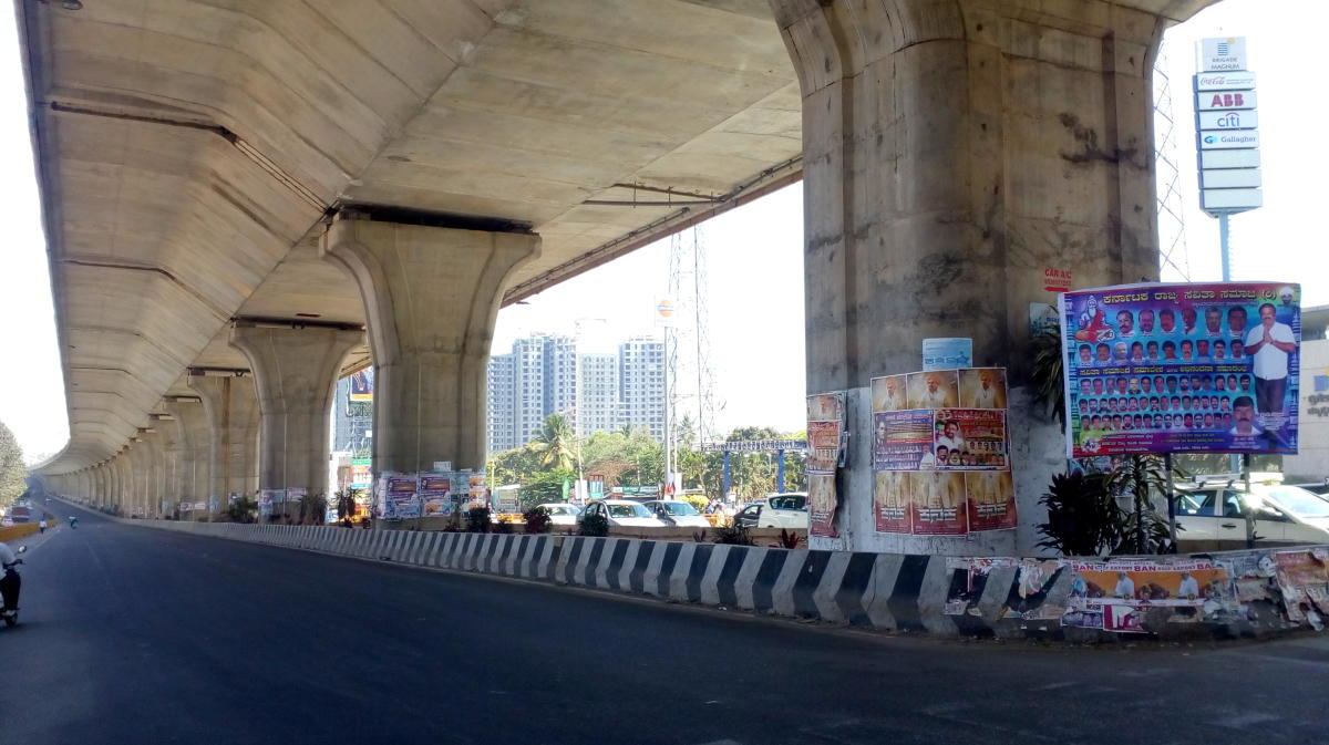 Kodigehalli, airport road, before the ban on flex banners.