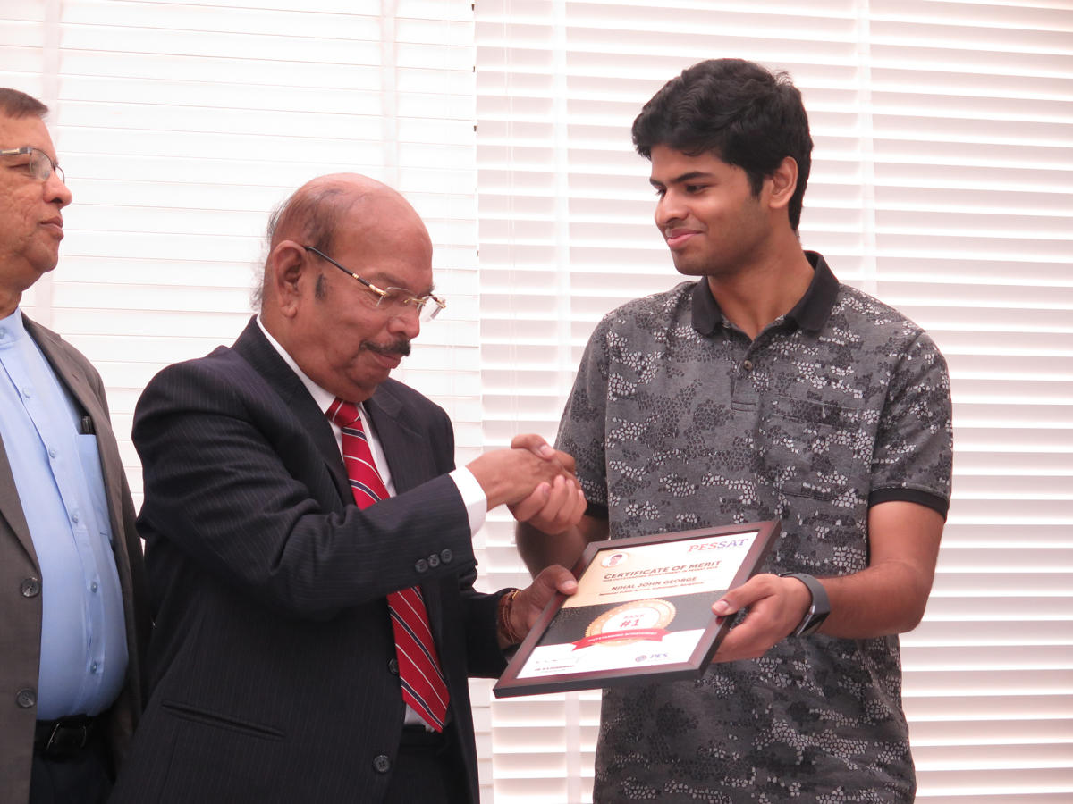 Nihal John George achieved first rank in the Pessat test.
