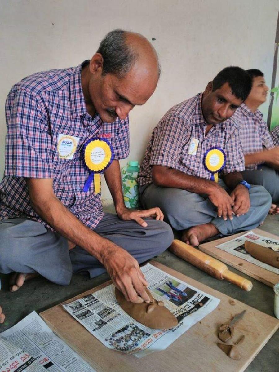 Students engaged in art and craft activities at Mythri School, in Mysuru. Photos by Author