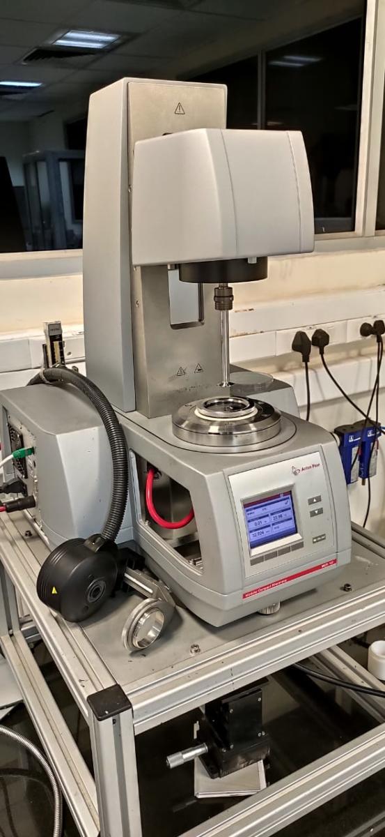 IISc PhD Student Pradip Bera conducts an experiment using a Rheometer on Jan 8, 2019. Researchers at IISc, Raman Research Institute and ETH Zurich have found a novel way to reproduce earthquake effects under lab conditions.