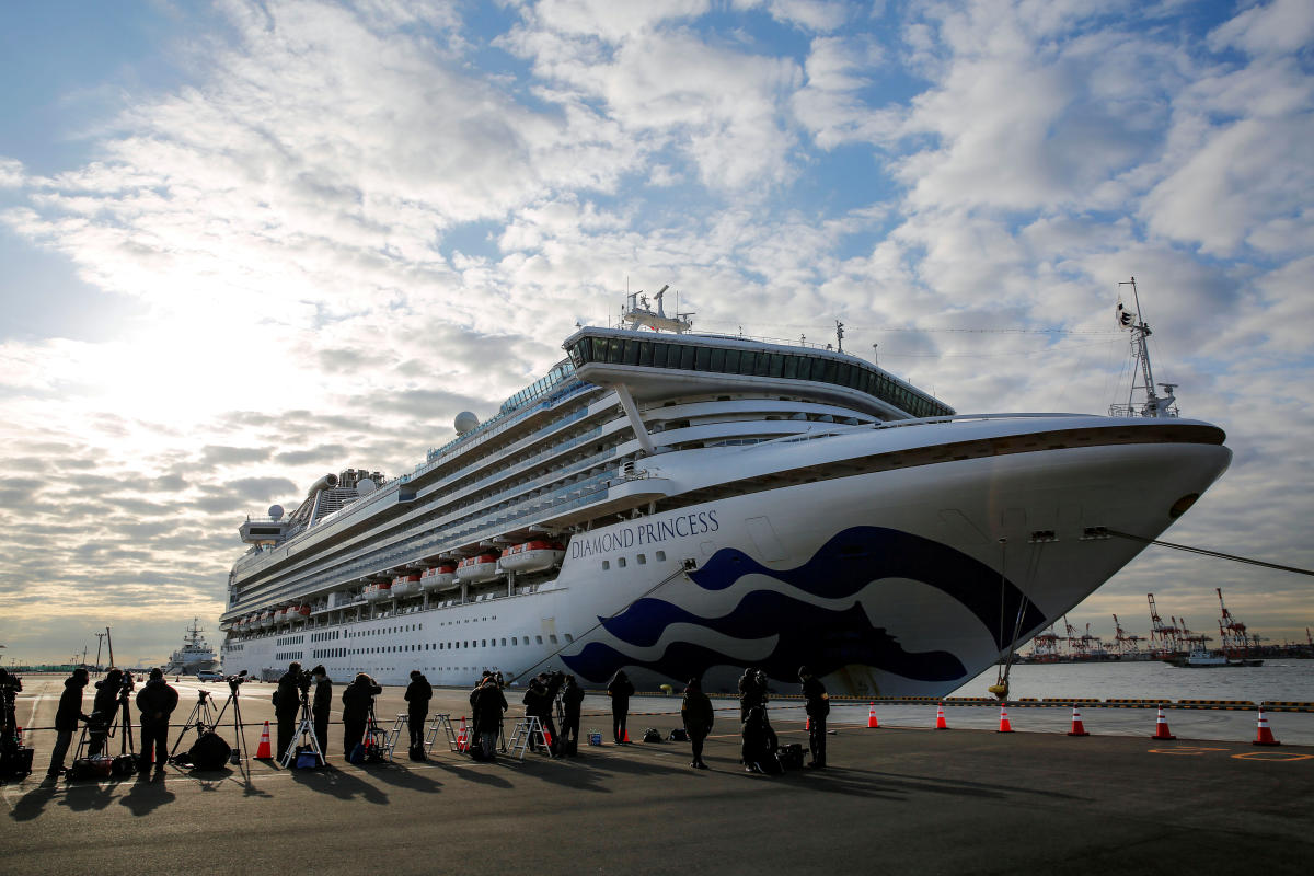 Bermuda-registered cruise ship Diamond Princess anchored at Yokohama port in Japan following a coronavirus scare. Abhishek Magar (inset), a native of Karwar, is among 3,500 people stranded on the quarantined ship.