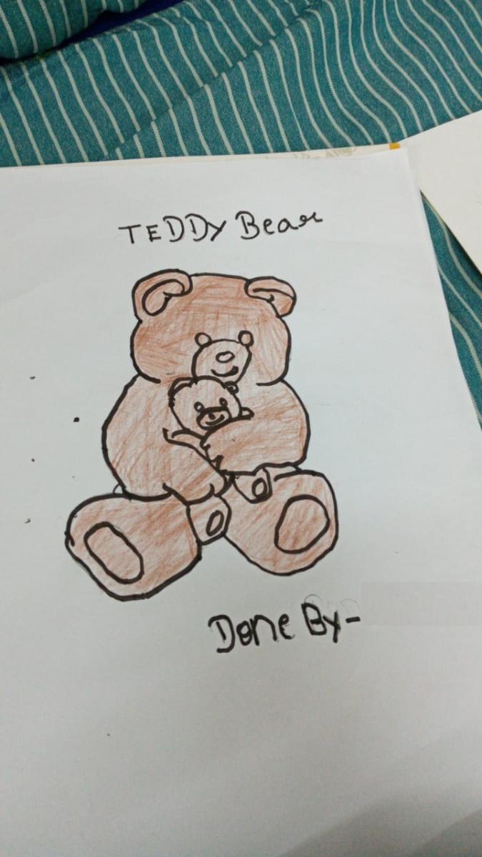 A Covid-19 positive child demonstrated his drawing skills. SPECIAL ARRANGEMENT 