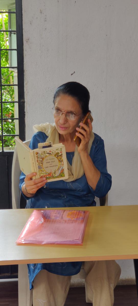 Prof Purnima conducting class over phone