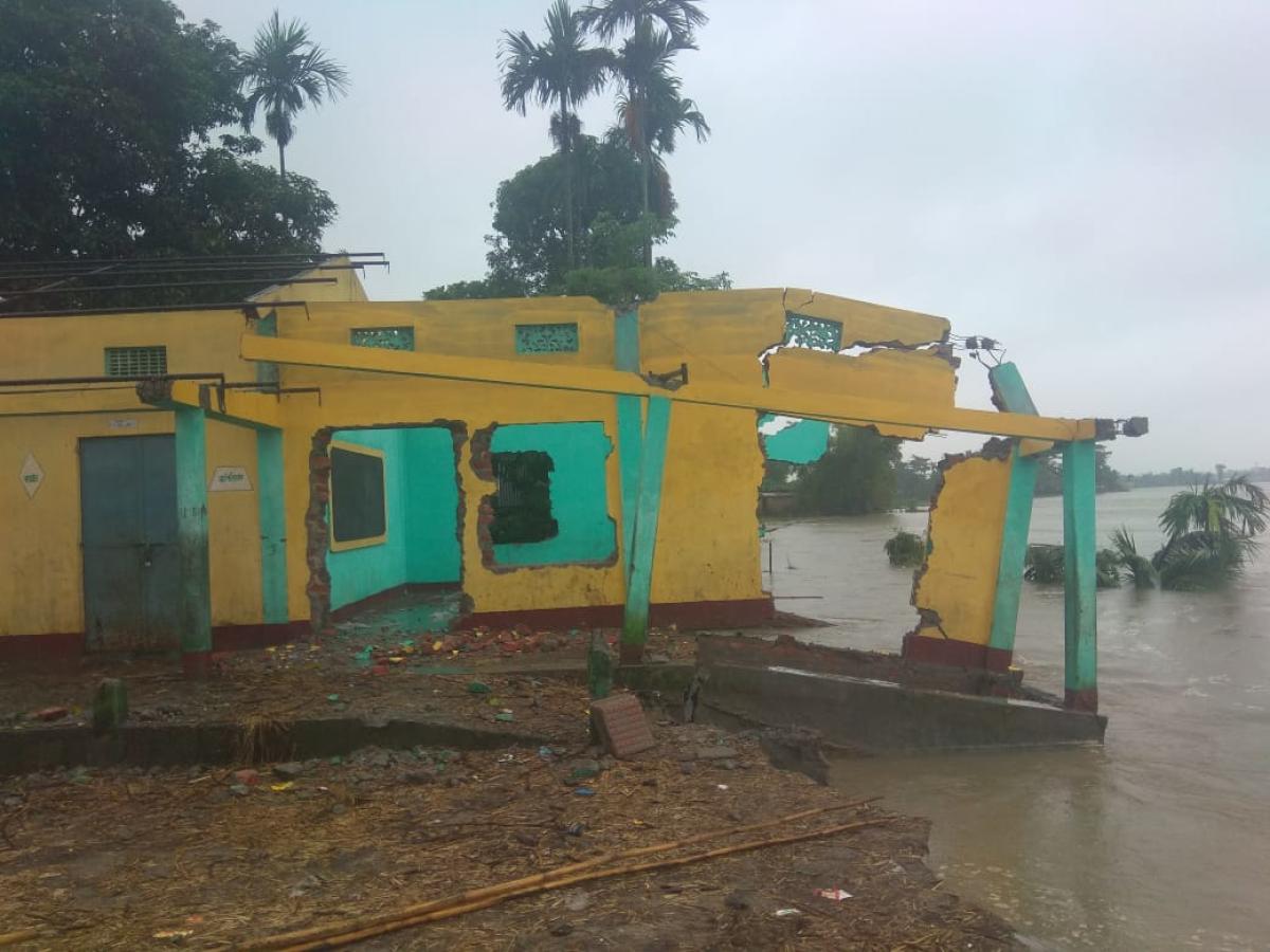 Kathali Part II Janata Lower Primary School in Bilasipara in Dhubri district was washed away by Gaurang River.