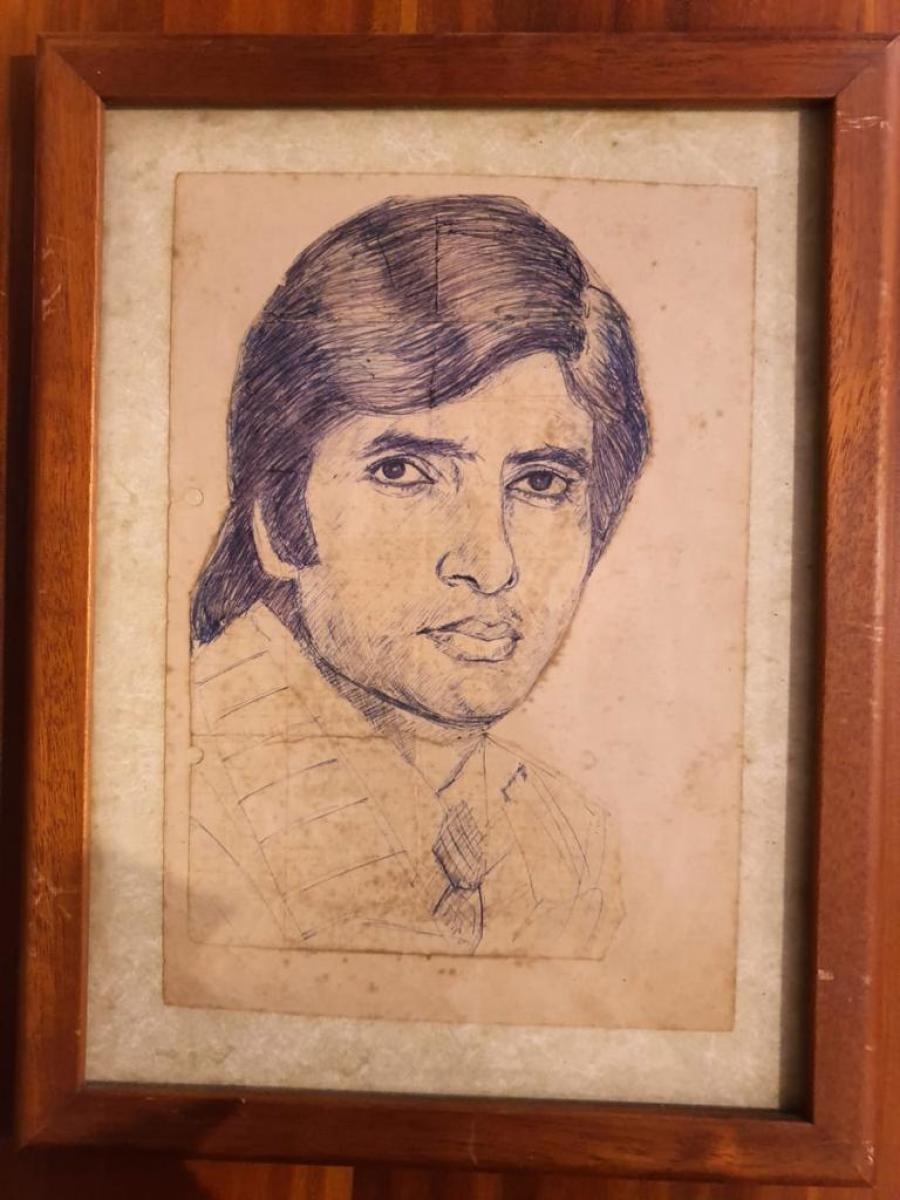 Sketches of Amitabh Bachchan and Shatrughan Sinha.