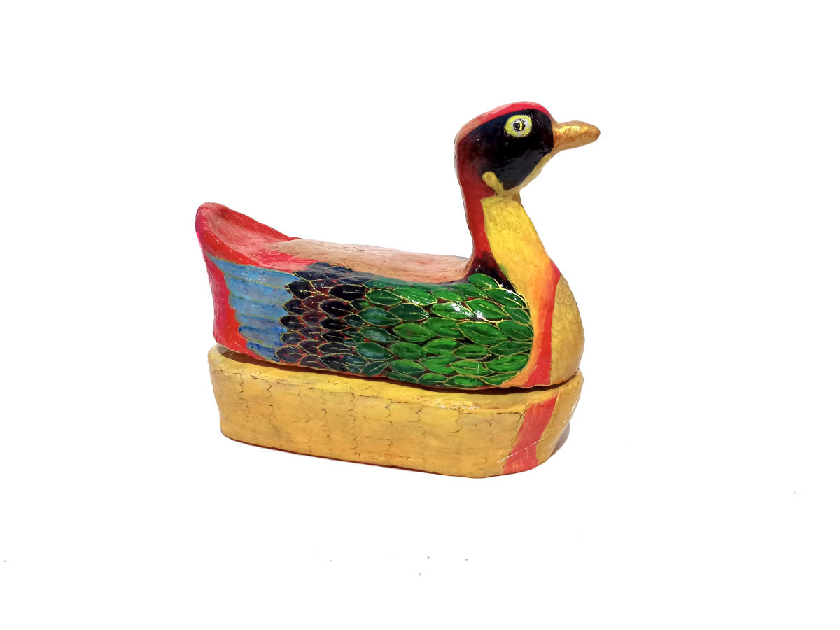 Toys prepared from paper pulp.