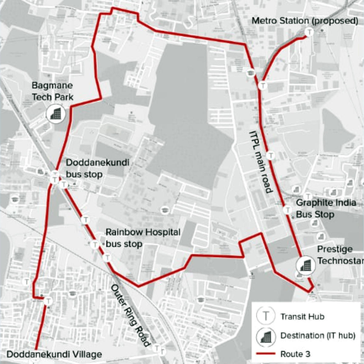 The route identified for the first phase of the cycling lane.