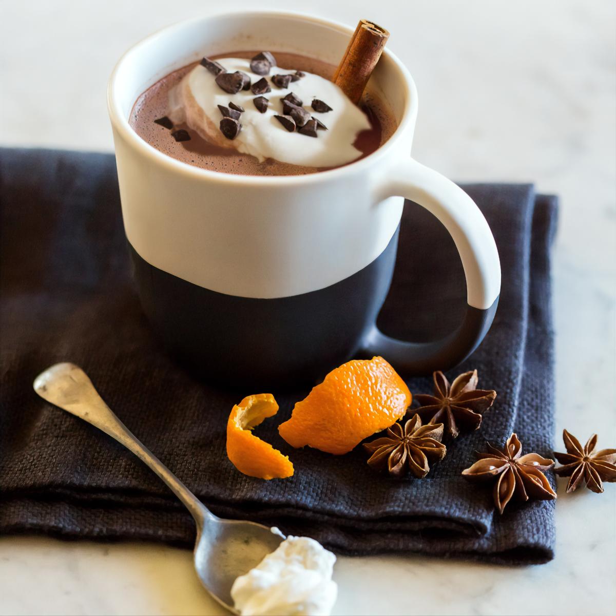 Spicy cinnamon coffee with orange zest