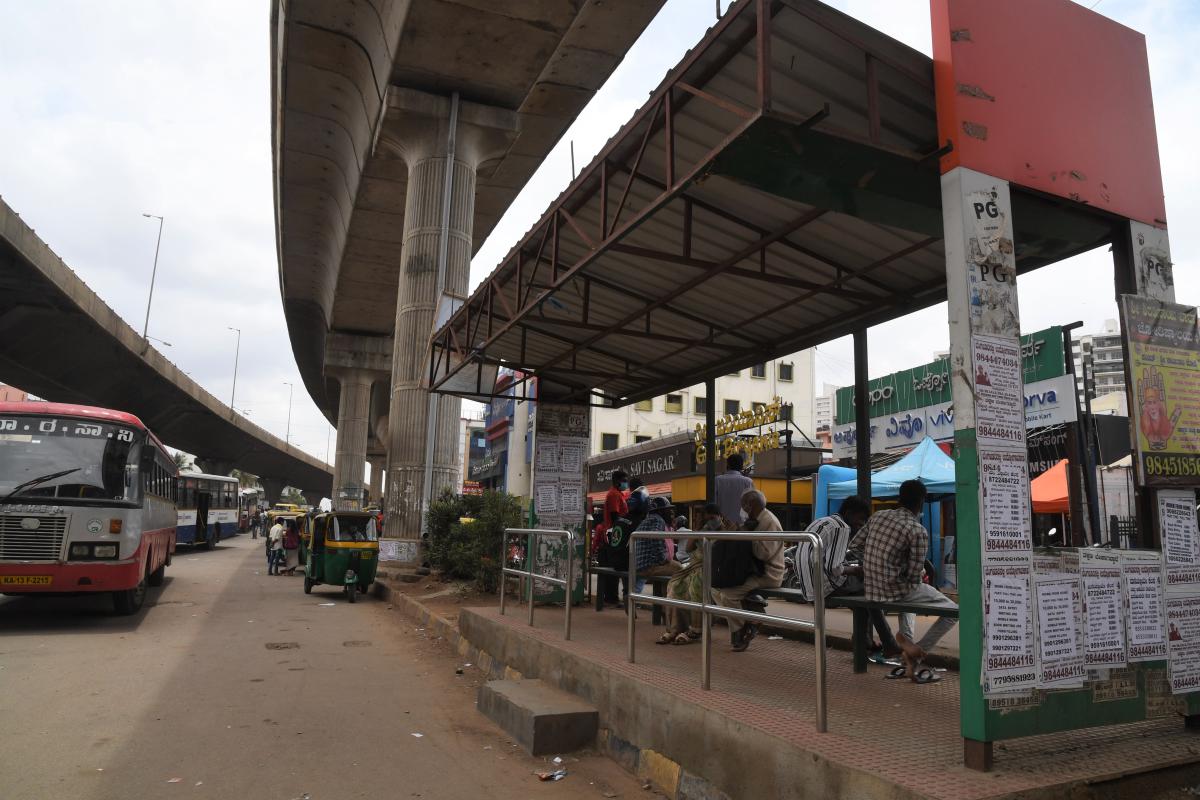 Most bus stops in the city lack even a static display of schedules. DH PHOTOS/B H SHIVAKUMAR