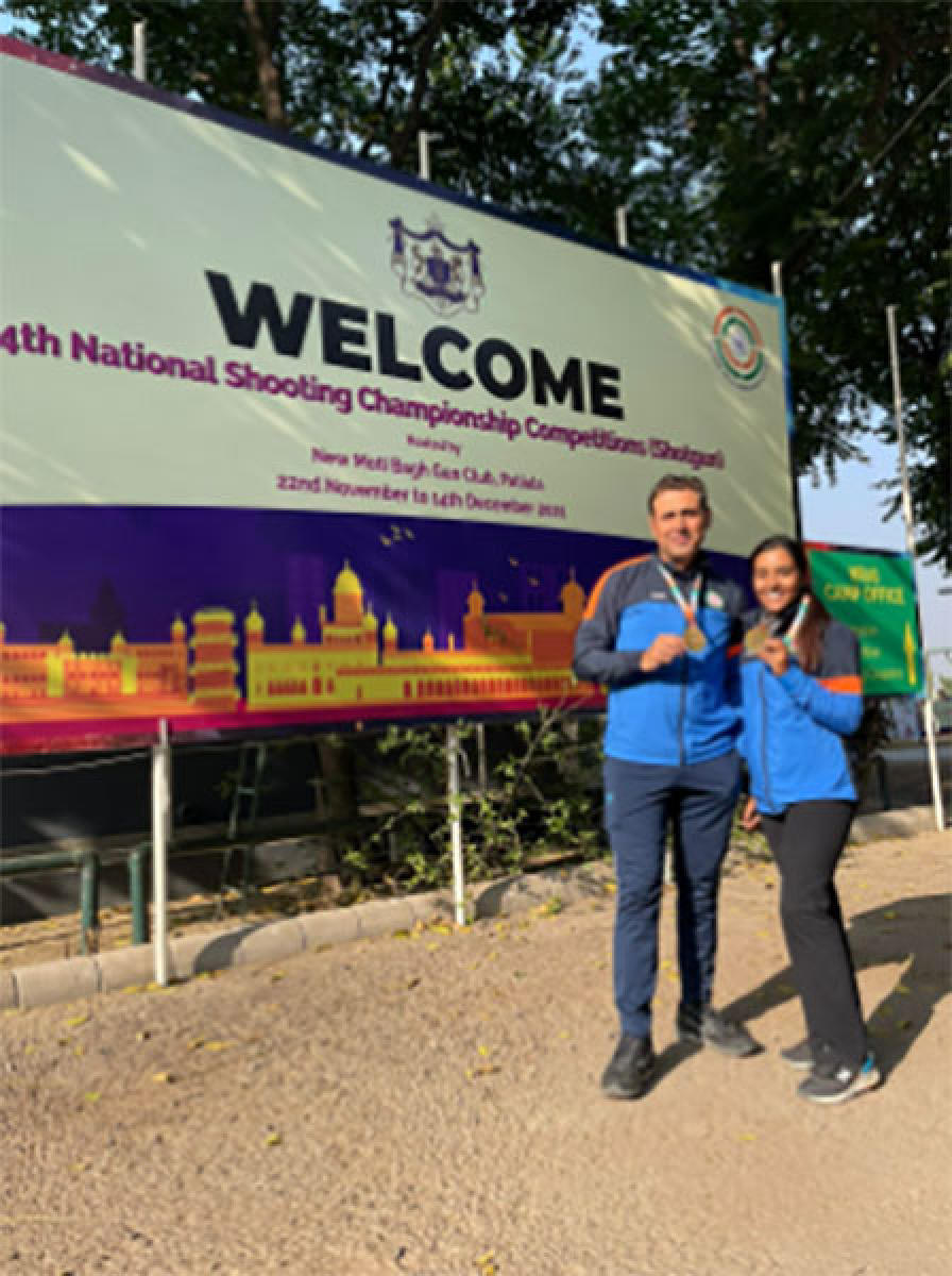 Areeba Khan with her coach Mairaj Ahmed Khan
