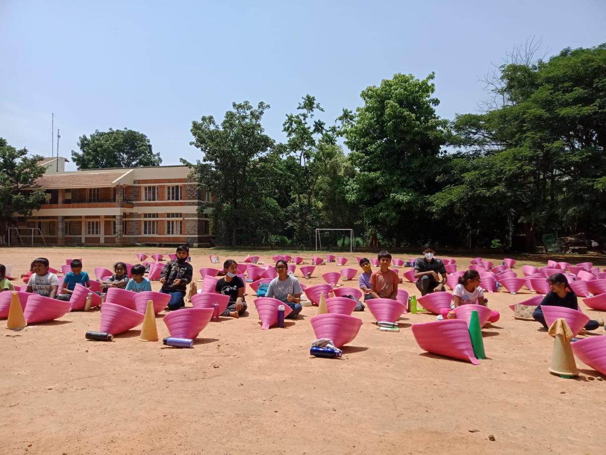 Children at the Suryakambh event held at a school in Bengaluru. 