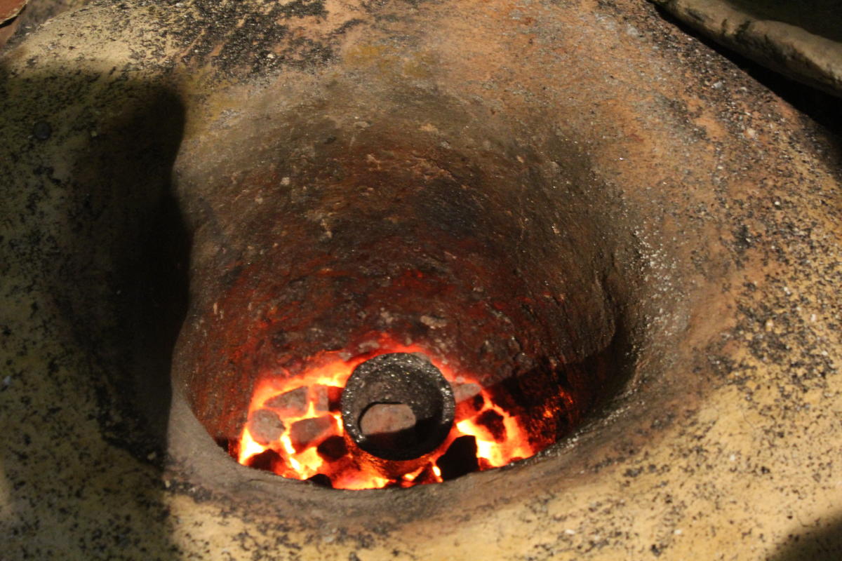 Silver in the process of being fired.