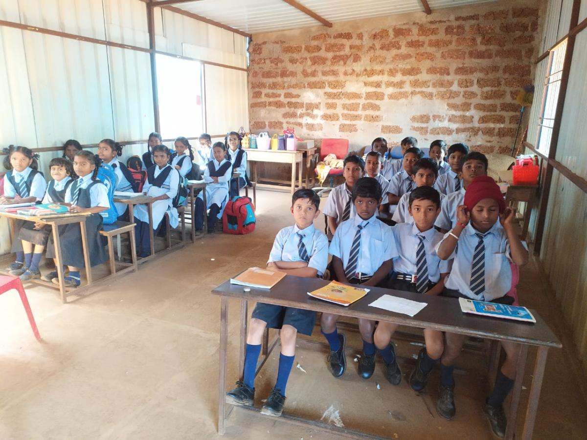 Basava Chetan Primary school. Students in classroom. 