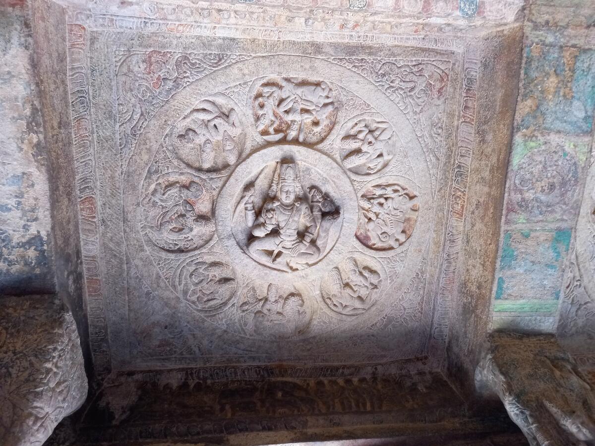 A carving of Brahma.
