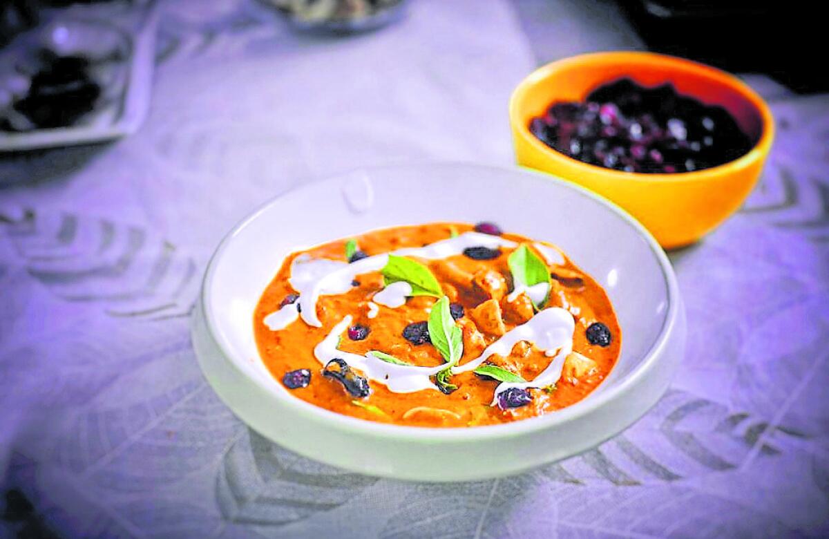Jackfruit cranberry curry with coconut milk by Chef Choubey.