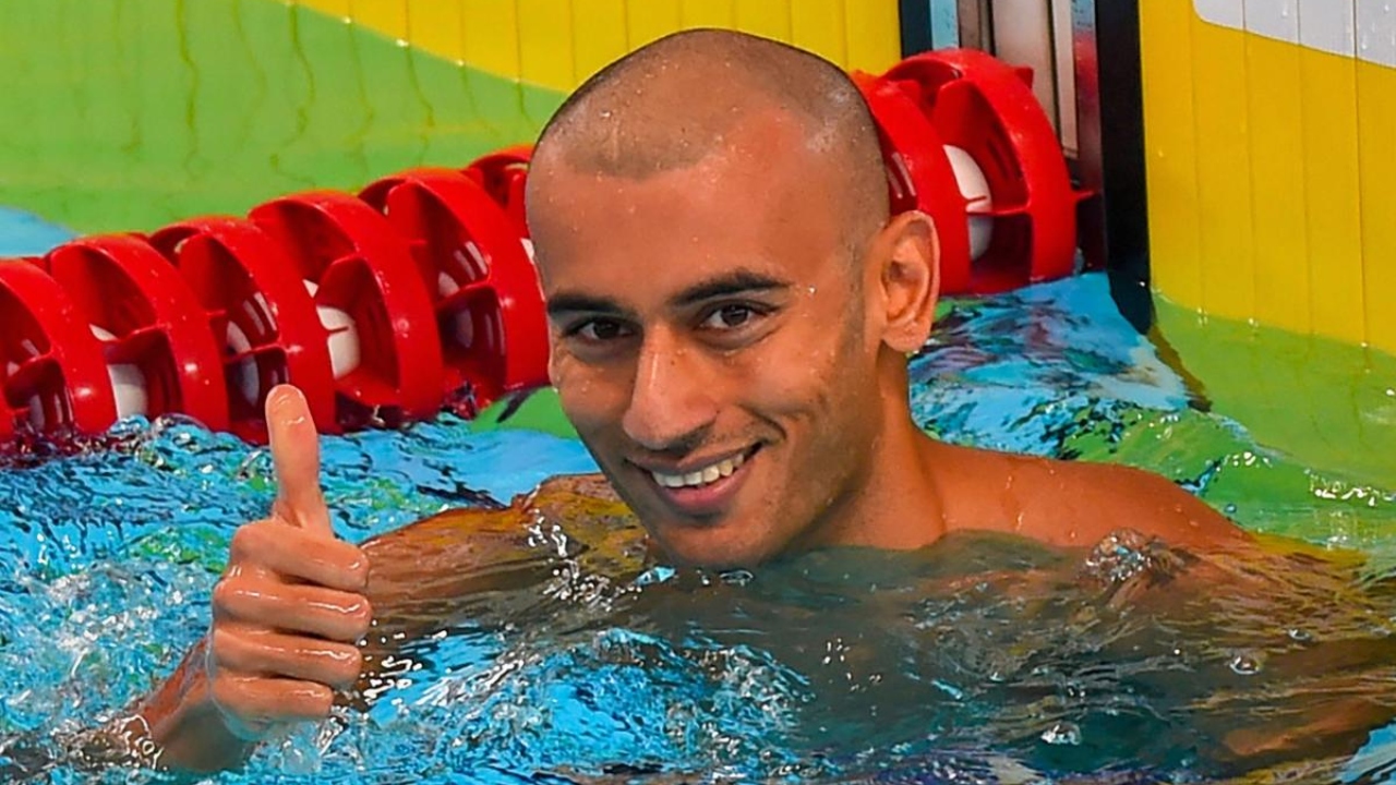 Jakarta: India's Virdhawal Vikram Khade reacts after win Men's 50m freestyle heat event at the Asian Games 2018, in Jakarta on Tuesday, August 21, 2018. Credit: PTI Photo