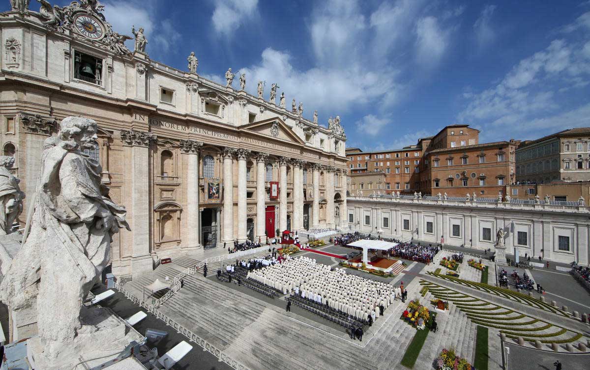 A general view of the Saint Peter's square as Pope Francis leads a Holy Mass to mark the feast of Divine Mercy at the Vatican. Reuters Photo
