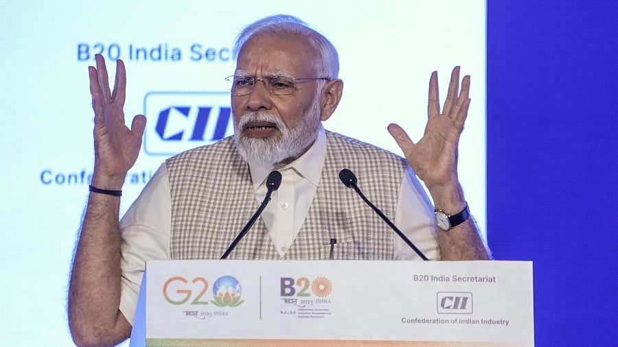 <div class="paragraphs"><p>Prime Minister Narendra Modi addresses the B20 Summit India 2023, in New Delhi. </p></div>