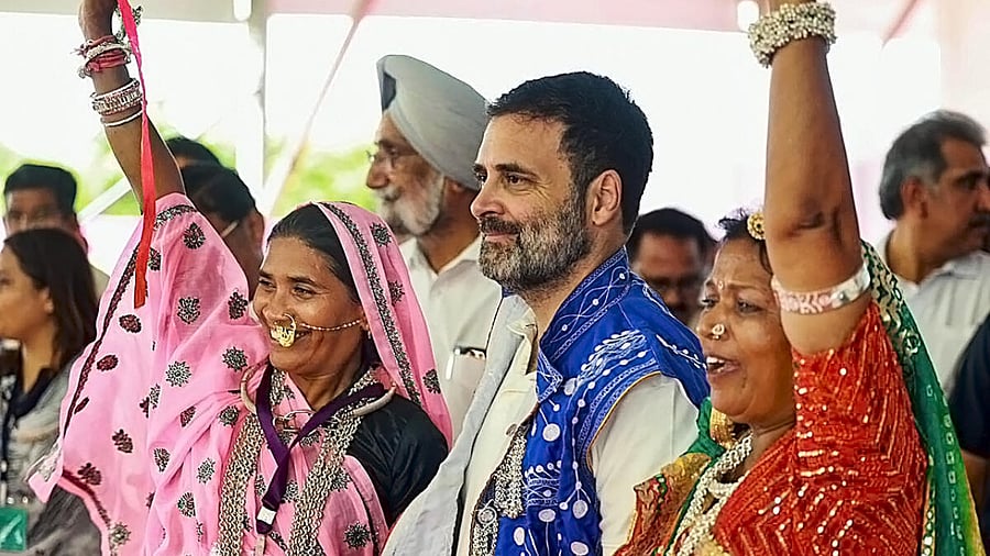 <div class="paragraphs"><p>Congress leader Rahul Gandhi during a public meeting at Mangarh Dham, in Banswara.</p></div>
