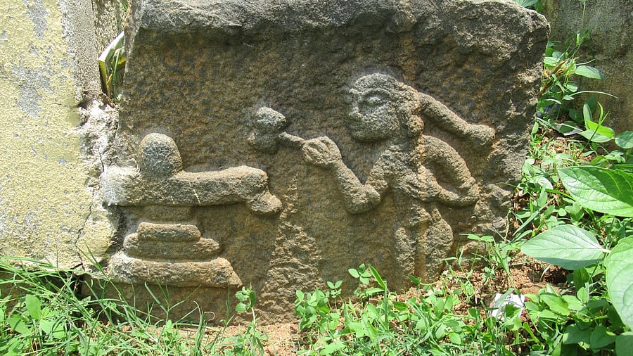 The upper panel of a hero stone.