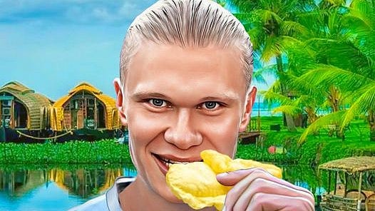 <div class="paragraphs"><p>Manchester City's Onam post shows Erling Haaland biting into a 'papadam'.</p></div>