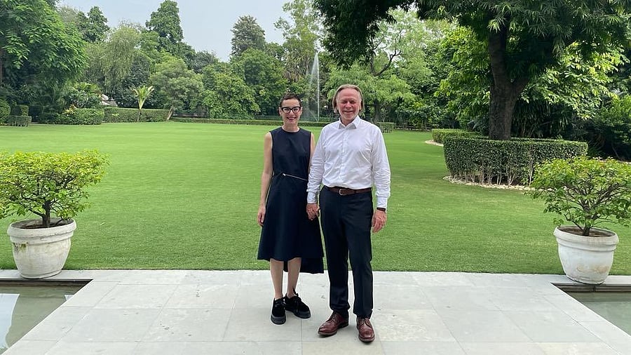 <div class="paragraphs"><p>Australian High Commissioner-designate Philip Green with his wife. </p></div>