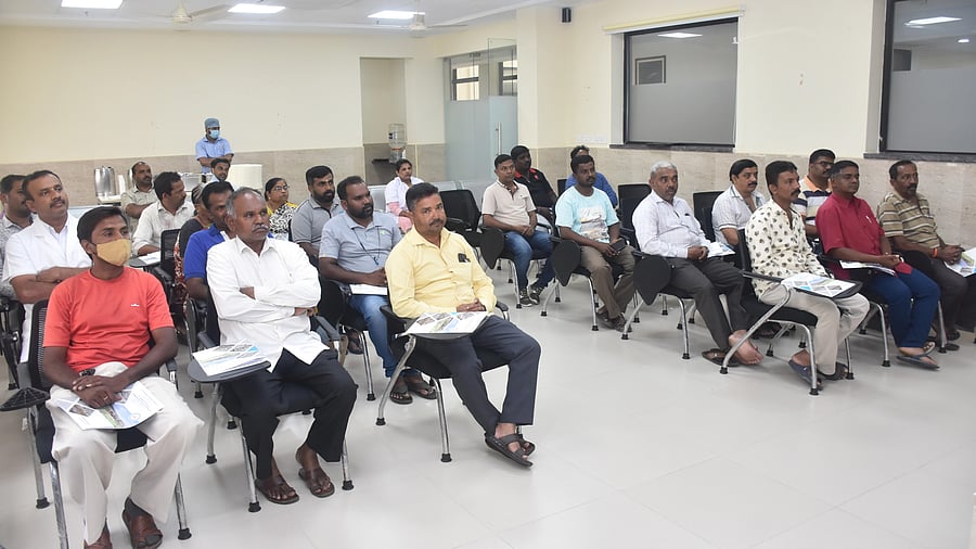 <div class="paragraphs"><p>Newspaper carriers participate in free health checkup camp, organised by Deccan Herald and Prajavani publications, in association with Sri Jayadeva Institute of Cardiovascular Sciences, to mark 75th year of publication of PV and celebration of National Newspaper Carrier Day (Sept 4), in Mysuru, on Saturday.</p></div>