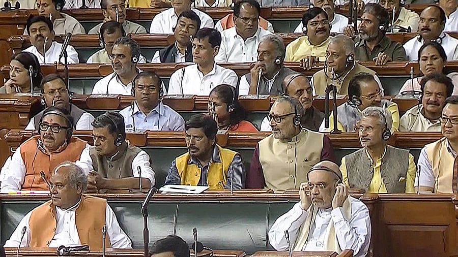 <div class="paragraphs"><p>Union Home Minister Amit Shah and other ministers and NDA members during the discussion on the Motion of No-Confidence in the Lok Sabha in the Monsoon session of Parliament, in New Delhi, Thursday, August 10, 2023.</p></div>