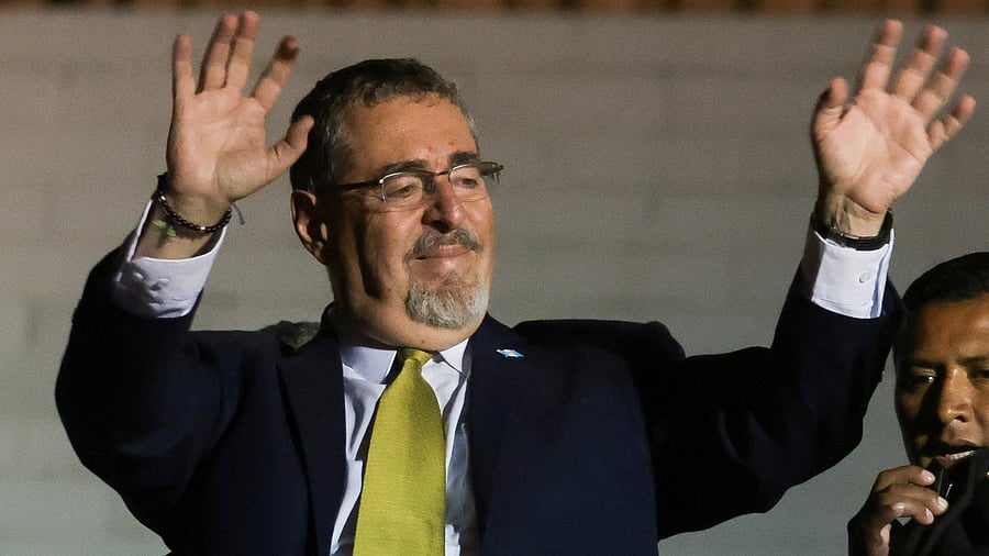 <div class="paragraphs"><p>Guatemalan anti-graft presidential candidate Bernardo Arevalo reacts following his victory in the presidential run-off election, in Guatemala. </p></div>