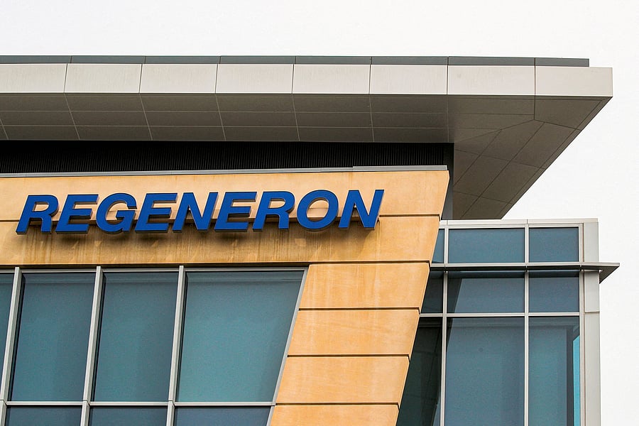 <div class="paragraphs"><p>The Regeneron Pharmaceuticals company logo is seen on a building at the company's Westchester campus in Tarrytown, New York.</p></div>