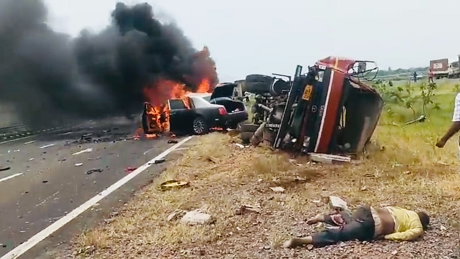 <div class="paragraphs"><p>Accident spot in Haryana's Nuh.</p></div>