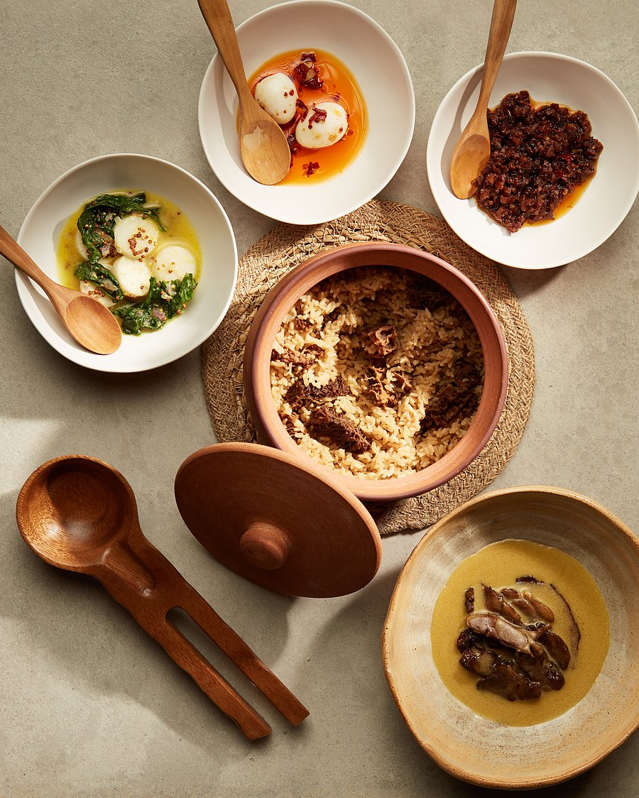 Ambemohar rice with quail and turnip. 