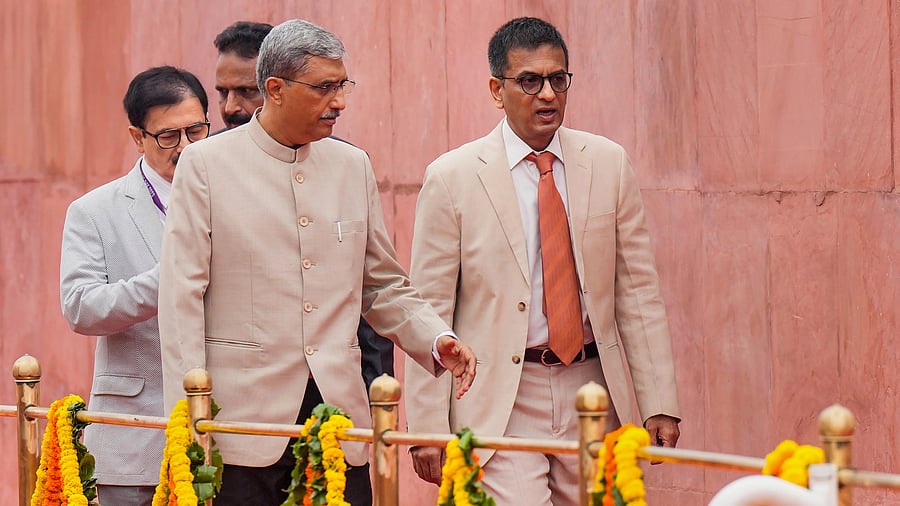 <div class="paragraphs"><p>Chief Justice of India (CJI) Justice D Y Chandrachud at the Red Fort on the occasion of the 77th Independence Day.</p></div>