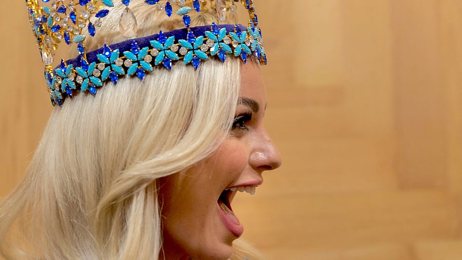 <div class="paragraphs"><p>Srinagar: Miss World Karolina Bielawska during a press conference, in Srinagar, Monday, Aug. 28, 2023.</p></div>