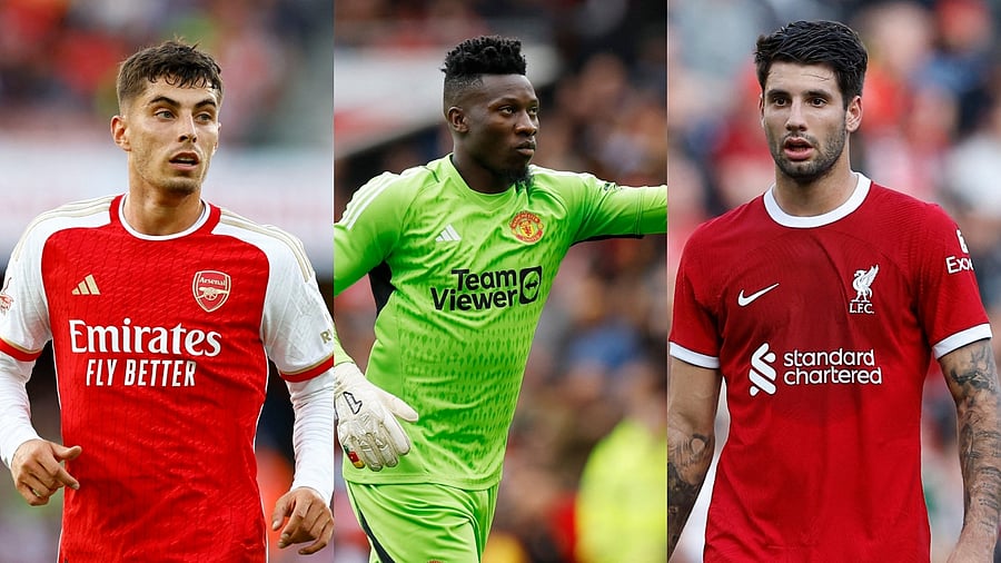 <div class="paragraphs"><p>(From L-R) Arsenal's Kai Havertz, Manchester United's Andre Onana and Liverpool's Dominik Szoboszlai. </p></div>
