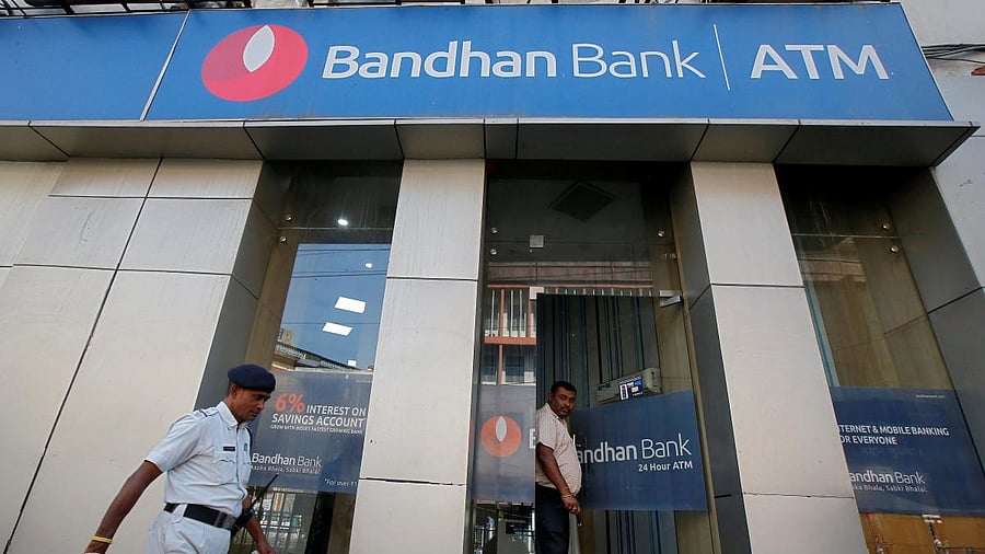 <div class="paragraphs"><p>File photo of a Bandhan Bank and ATM in Kolkata.&nbsp;</p></div>