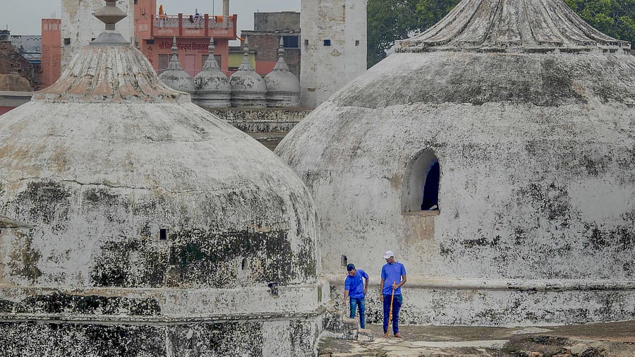 <div class="paragraphs"><p>Varanasi: Archaeological Survey of India (ASI) team members during scientific survey at the Gyanvapi mosque complex.</p></div>
