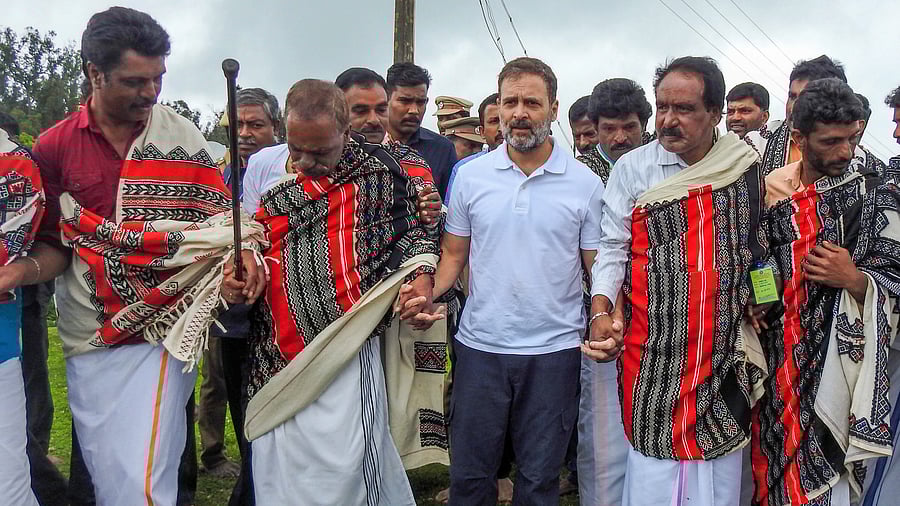 <div class="paragraphs"><p>Congress MP Rahul Gandhi dances with members of the Toda tribal community in Muthunadu village near Ooty in Tamil Nadu.</p></div>