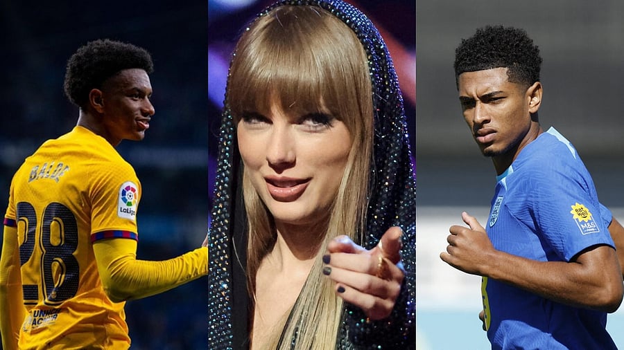 <div class="paragraphs"><p>Alejandro Balde (left), Taylor Swift (centre), and Jude Bellingham (right).&nbsp;</p></div>