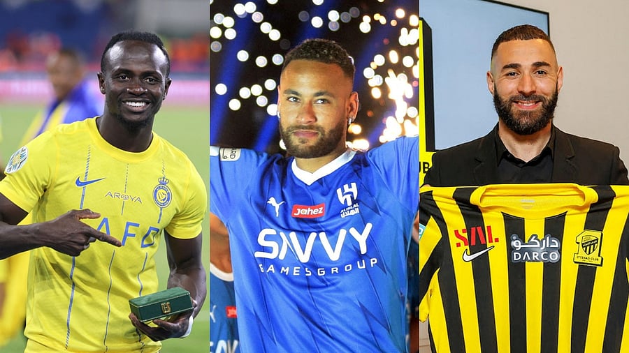 <div class="paragraphs"><p>(From L-R) Al-Nassr's Sadio Mane, Al-Hilal's Neymar Jr and Al-Ittihad's Karim Benzema.</p></div>