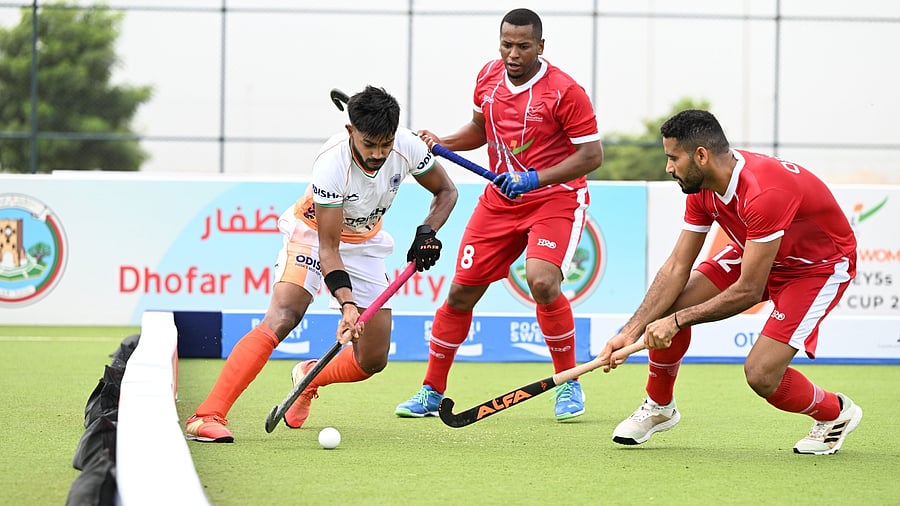 <div class="paragraphs"><p>Karnataka's Mohammed Raheel (left) scored 21 goals during India's title-winning show at the Hockey 5s Asia Cup in Salalah, Oman.</p></div>