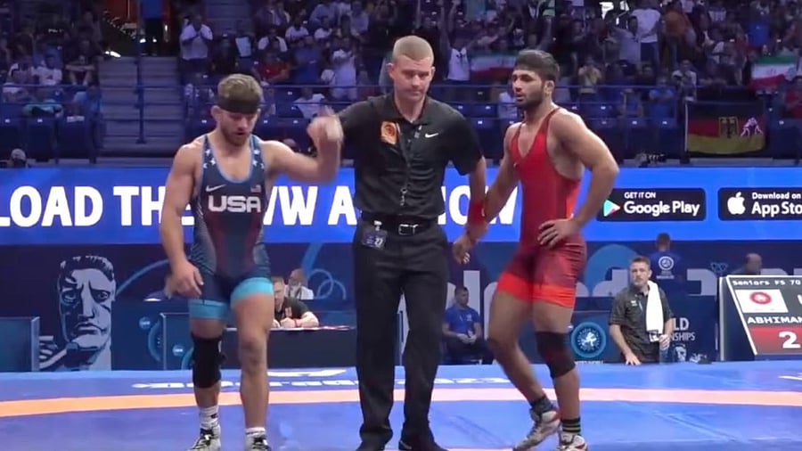 <div class="paragraphs"><p>Abhimanyou lost to USA wrestler&nbsp;Zain Allen Retherford in quarterfinals.</p></div>