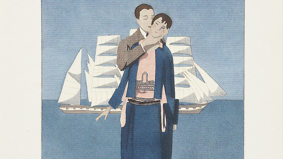 <div class="paragraphs"><p>Art Deco - Planche 16, entitled Brise du large robe de voyage de noce, de d'Oeuillet, an illustration from No 2, Gazette du bon ton : art, modes &amp; frivolités. </p></div>