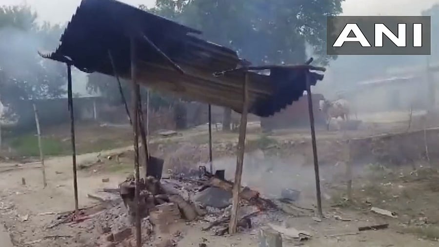 <div class="paragraphs"><p>Screengrab of video showing several structures set ablaze by the mob in UP.</p></div>