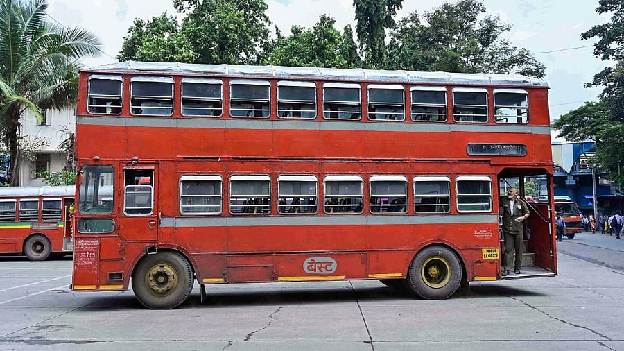 <div class="paragraphs"><p>A red non-AC double-decker bus of Brihanmumbai Electricity Supply and Transport (BEST), at Andheri in Mumbai, Friday, Sept. 15, 2023. The iconic buses, which have been an integral part of the city's public transport system for more than eight decades, will go off the streets from Friday.</p></div>