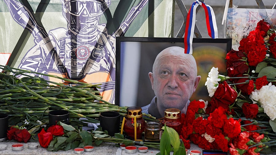 <div class="paragraphs"><p>A view shows a makeshift memorial set up after the death of Yevgeny Prigozhin, head of the Wagner mercenary group.</p></div>